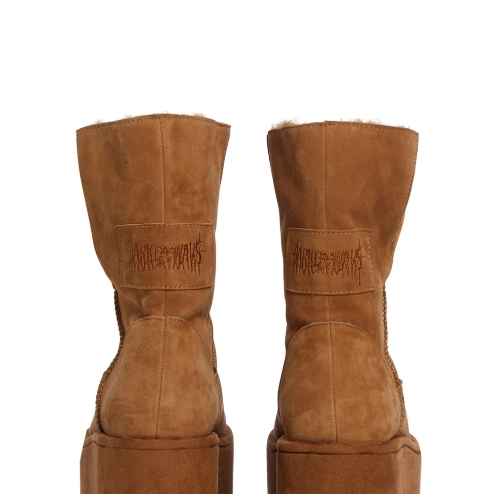 Atmosphere - Dolls Kill Tan Shearling Platform Boots - US SIZE 9 - Picture 5 of 6